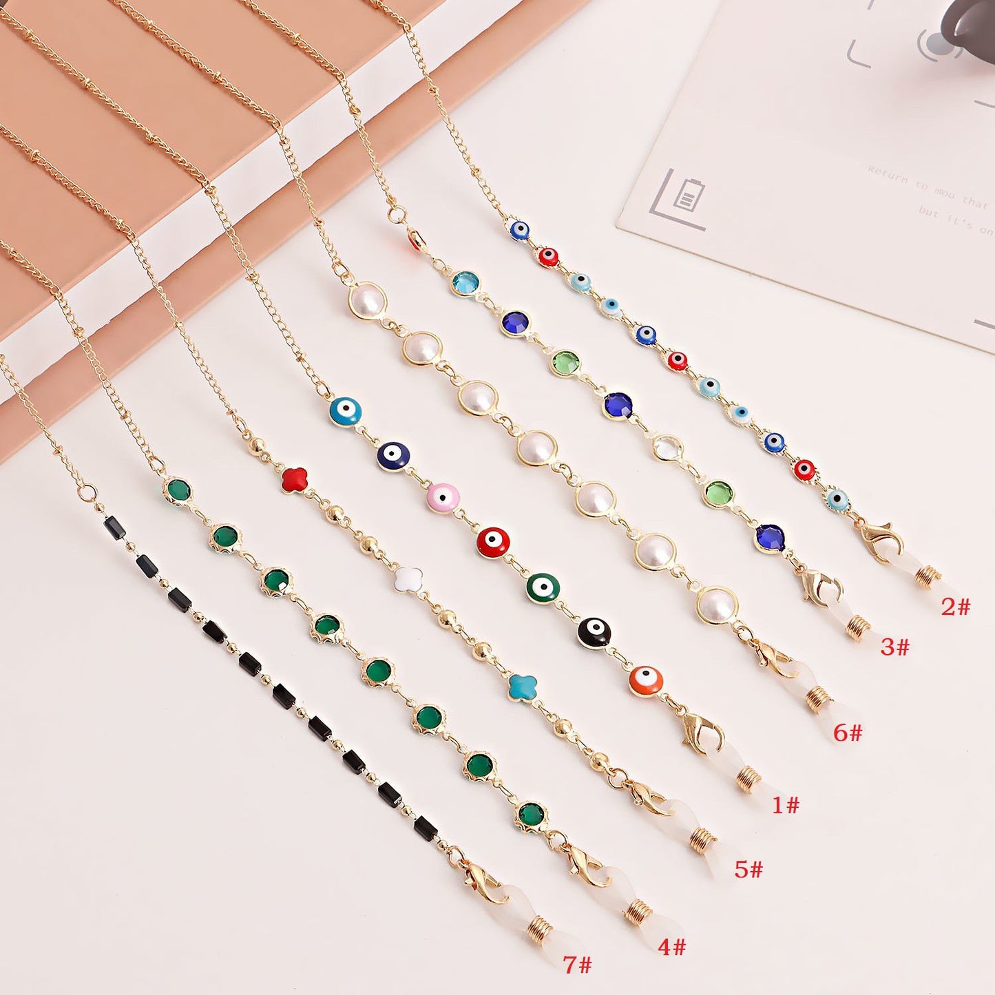 Jewelry Glasses Chain Mask Hanging Chain Fashion Crystal Devil Eyes Sunglasses Chain