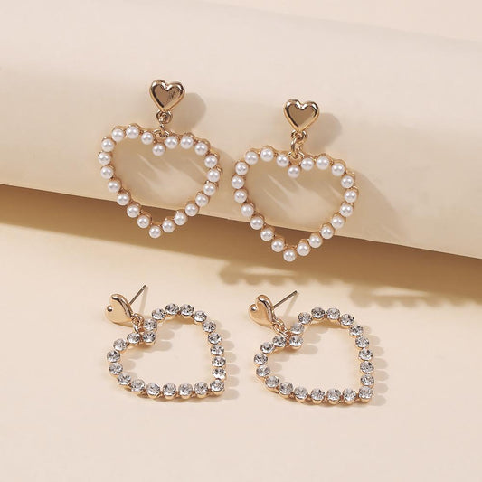 E8469 Love Pearl Earrings Women's Fashion Diamond Earrings Temperament Earrings Personality Atmospheric Earrings