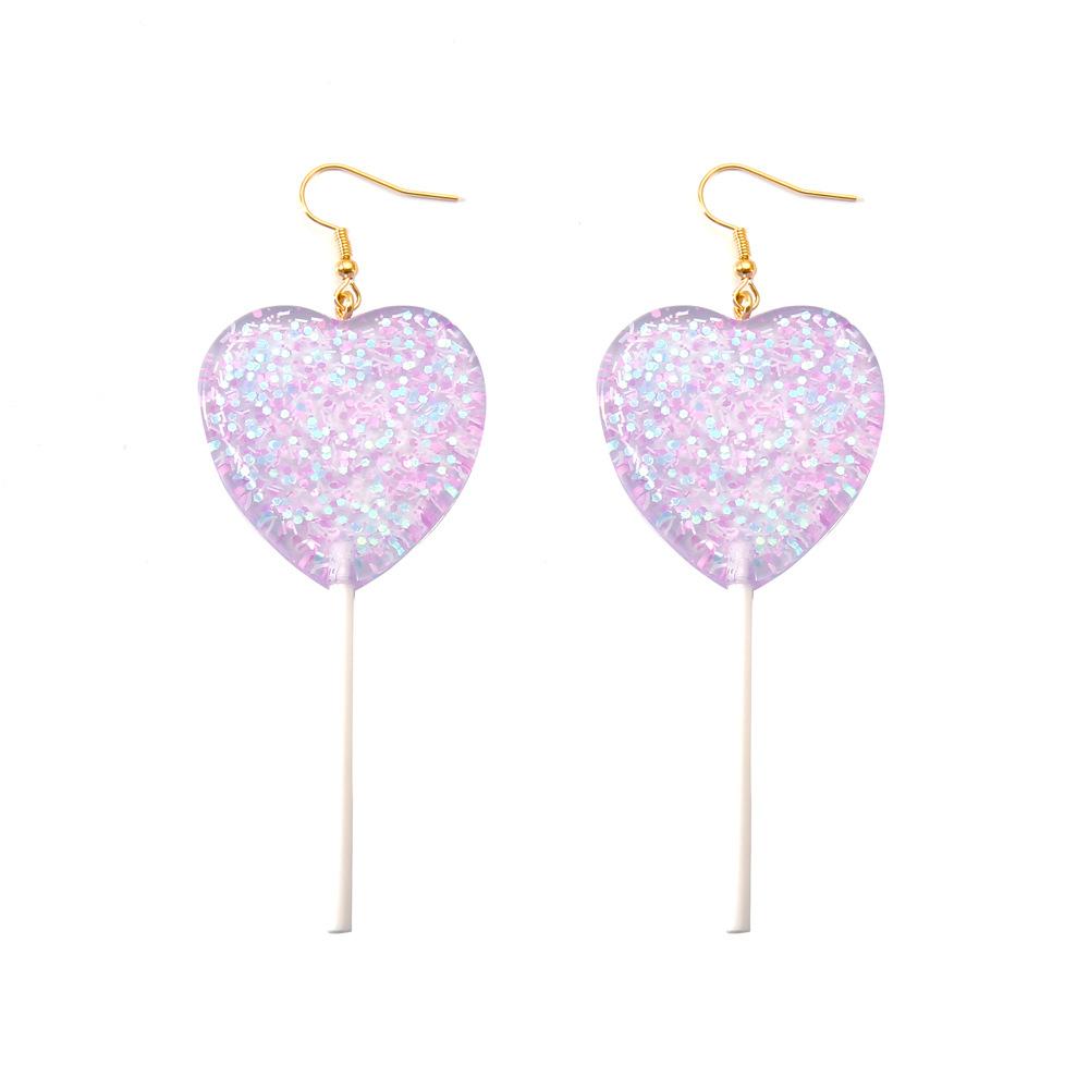 Transparent Love Lollipop Earrings Personality Creative Exaggerated Peach Heart Star Earrings Jewelry Female