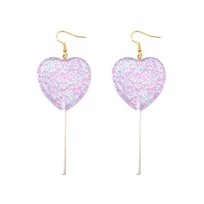 Transparent Love Lollipop Earrings Personality Creative Exaggerated Peach Heart Star Earrings Jewelry Female