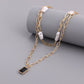 Jewelry fashion double-layer special-shaped pearl bamboo chain black zircon pendant necklace female punk