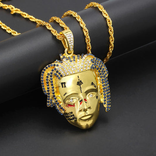 Hip-hop trendy jewelry fashion creative personality popular face pendant necklace