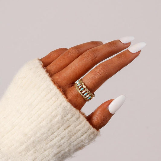 Classic geometric atmosphere women's stainless steel creative opening retro hollow adjustable ring