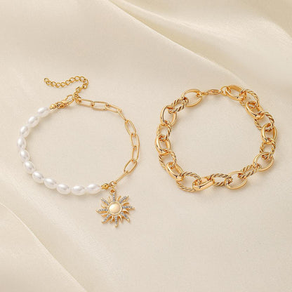 Fashion Trend High Luxury Niche Design Ladies Xiaoxiang Double Layer Sun Pearl Chain Bracelet