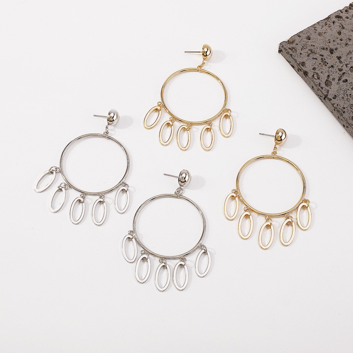 E152 Jewelry metal simple niche circle earrings tribal ethnic geometric earrings
