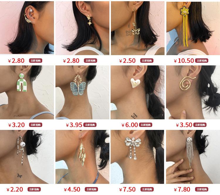 E9797 Exaggerated Snake Earrings Women's Retro AB Diamond Animal Earrings Personality Creative Night Street Shooting Earrings
