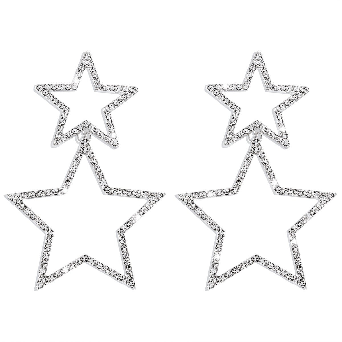 E1682 Sexy women's group fashion rhinestone earrings pentagram double-layer personality fashion temperament earrings