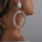E1344 Exaggerated light luxury three-layer claw chain earrings oval rhinestone temperament earrings trendy earrings women