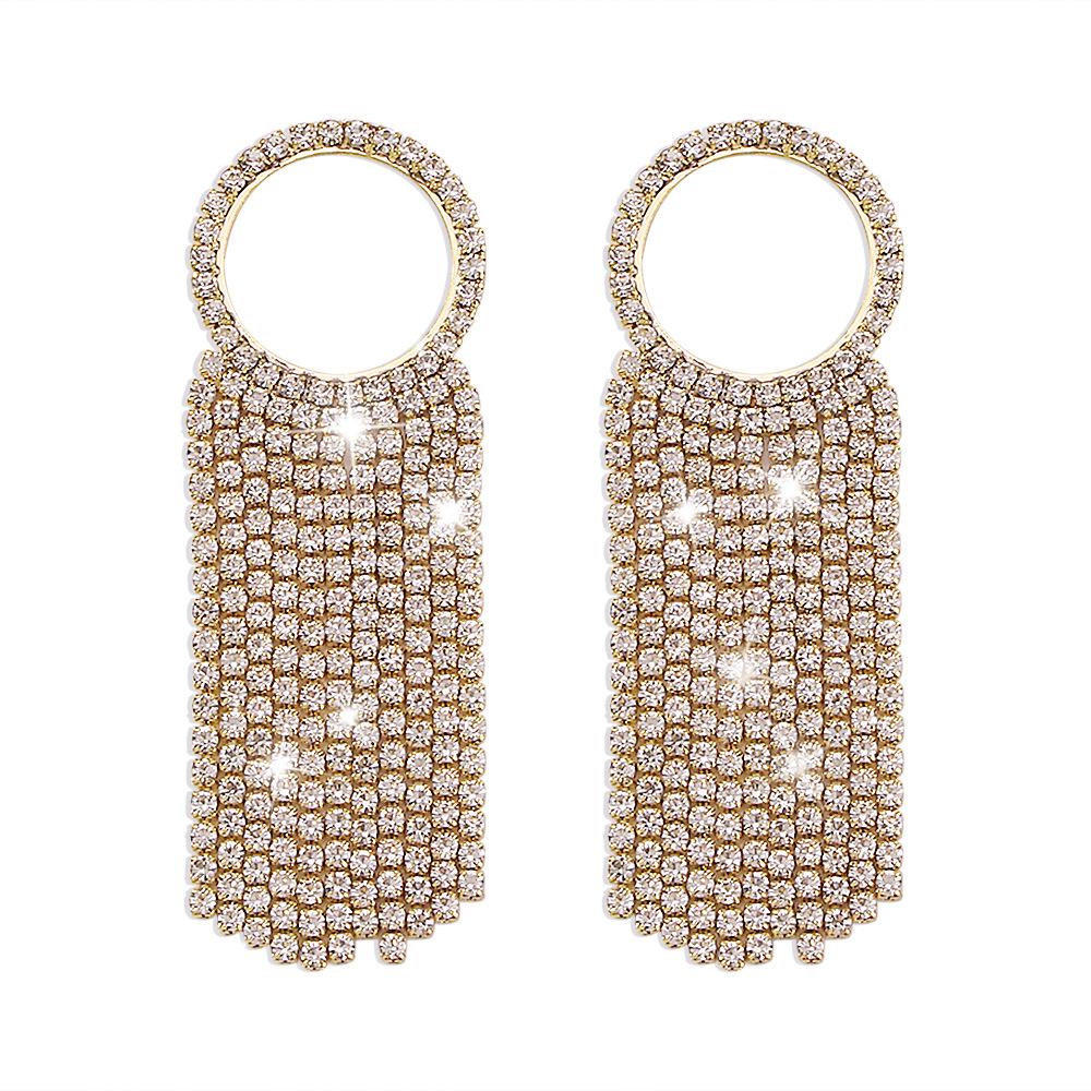 E1131 Tassel Full Diamond Earrings Fashion Retro Personality Earrings Alloy Creative Long Earrings