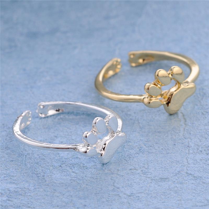 Jewelry Cute Dog Print Ring Personality Versatile Puppy Footprint Fashion Ring