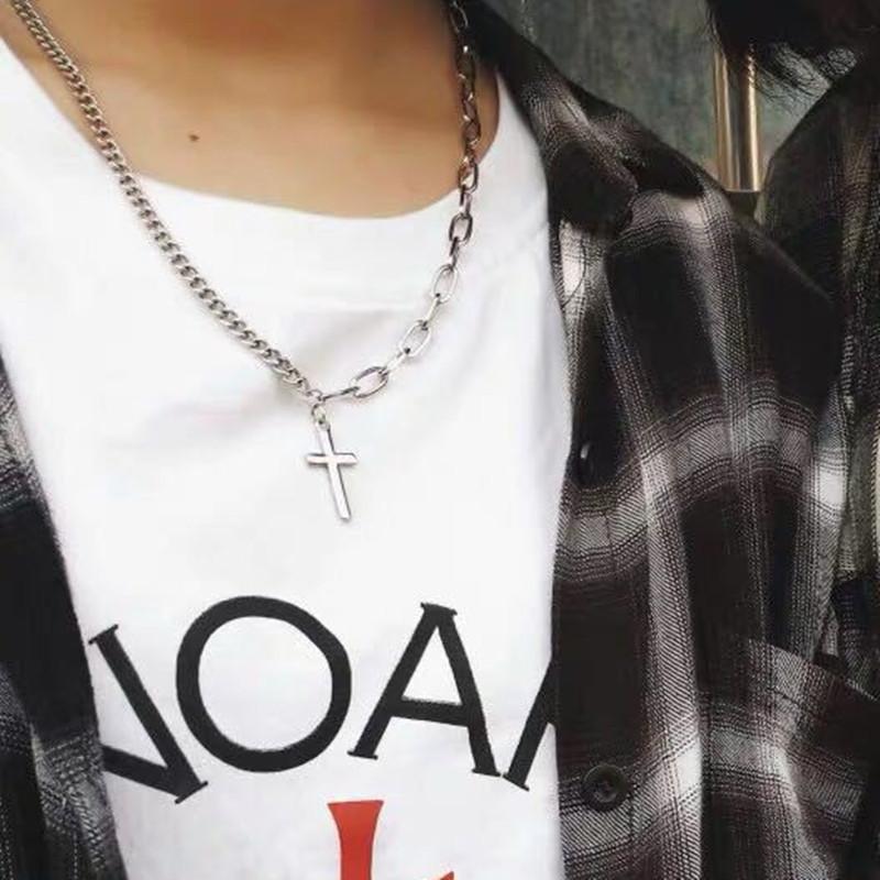 Hip-hop jumping disco cross tag multi-layer necklace sweater chain same style net red jewelry trendy products