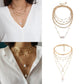 Ornaments simple special-shaped imitation pearl chain necklace temperament round bead tassel multi-layer geometric necklace