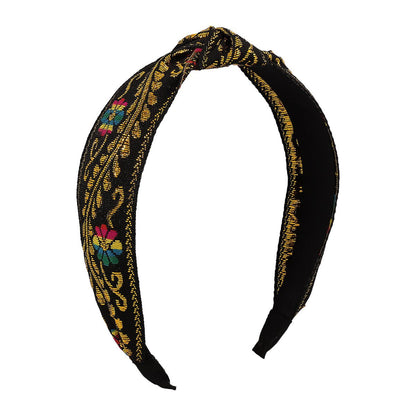 F4545 Ethnic Embroidery Geometric Flower Fashion Headband Retro Leaf Net Red Fabric Knotted Personality Headband