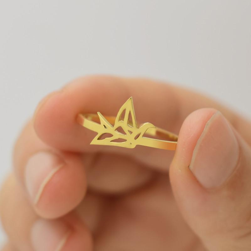 Creative Personality Thousand Paper Crane Ring Female Fashion Simple Peace Dove Ring Small Fresh Jewelry Opening Adjustable