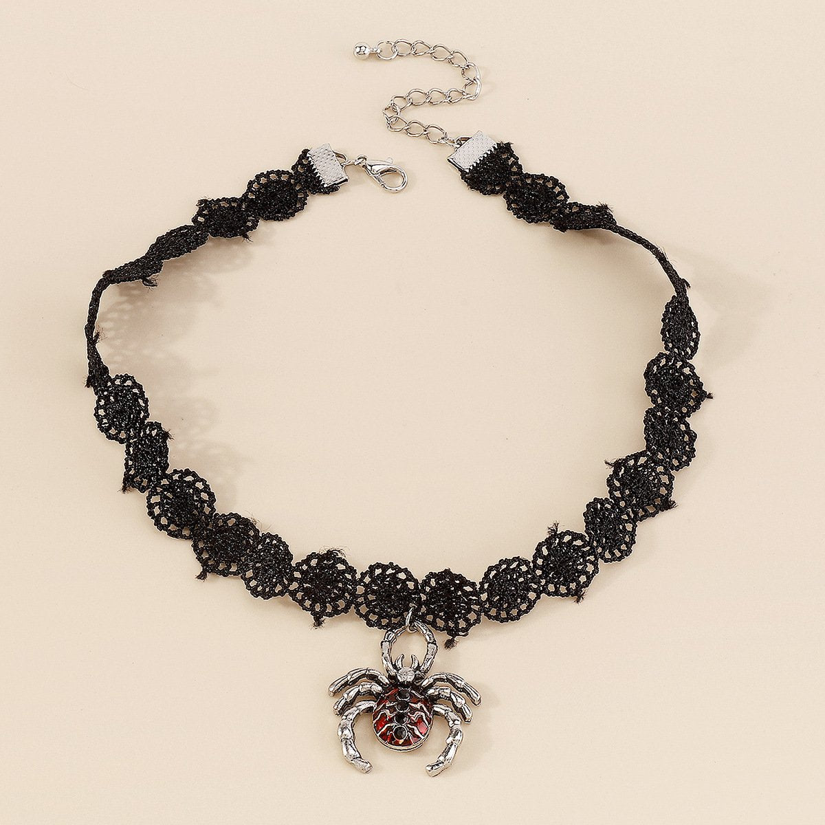 N9237 short collar choker lace creative spider pendant necklace Halloween carnival personality necklace