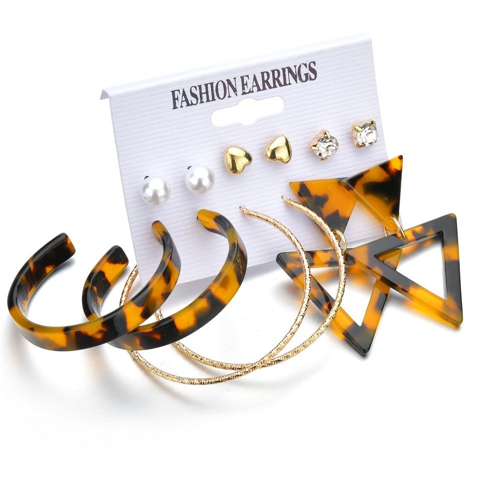 Accessories Creative Triangle Geometric Leopard Earrings Earrings Set Ornament