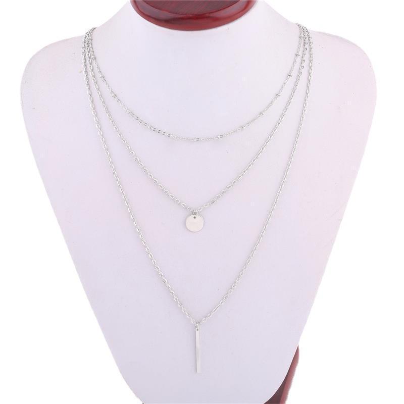 Fashion Women's Bohemian Glitter Sequin Layered Necklace Clavicle Chain Jewelry