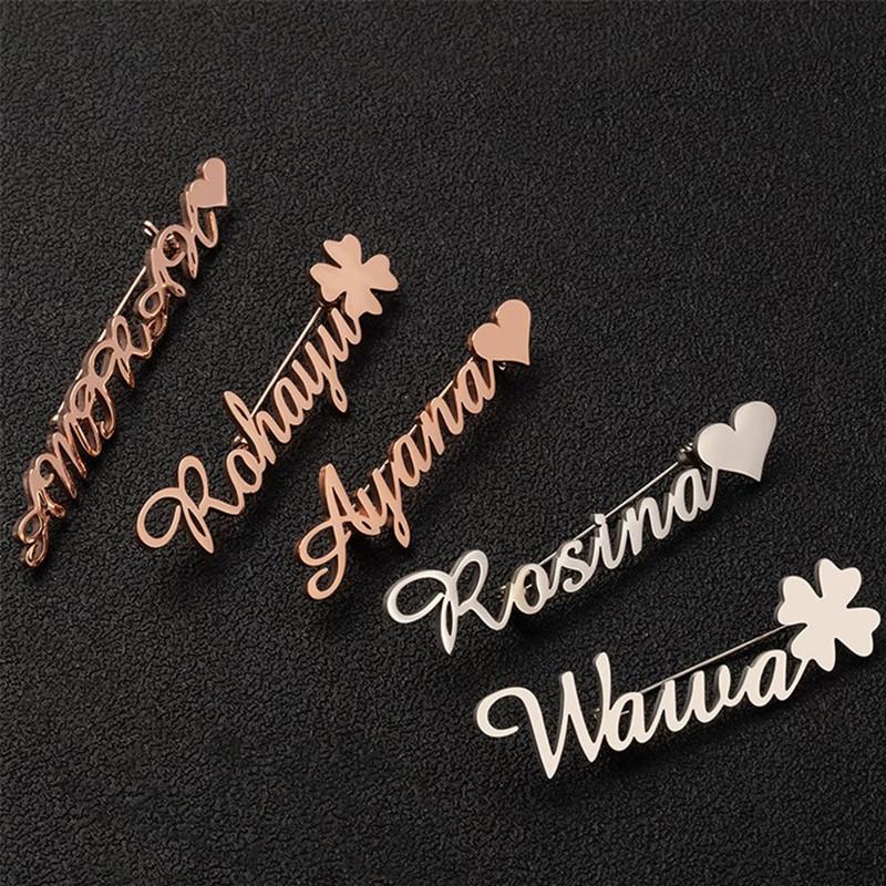 Personalized Name Brooch Alphabet DIY Brooch Stainless Steel Furnace Vacuum Plating