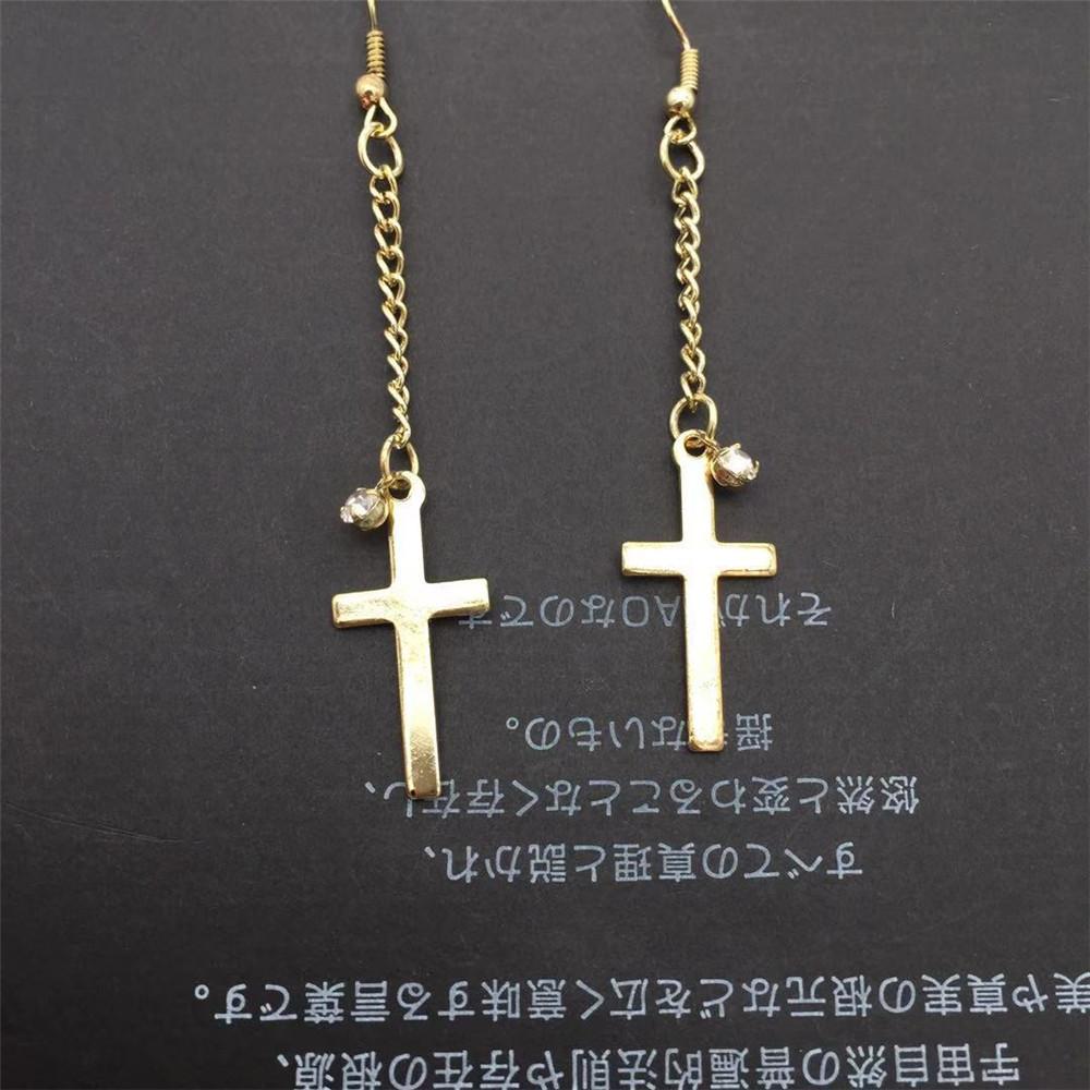 Chain cross earring alloy simple with diamond ear jewelry accessories