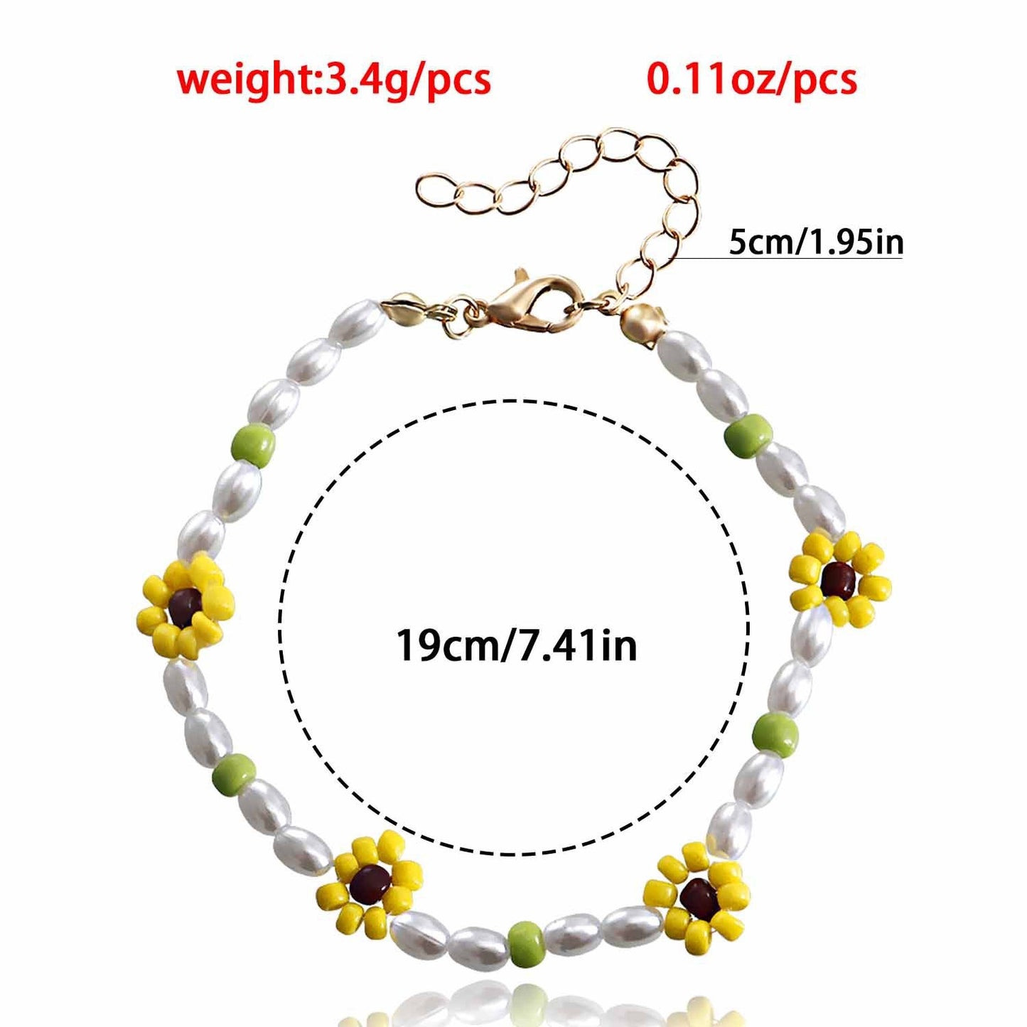 Jewelry Bohemia Colored Rice Beads Daisy Flower Imitation Pearl Bracelet Female Small Fresh Jewelry