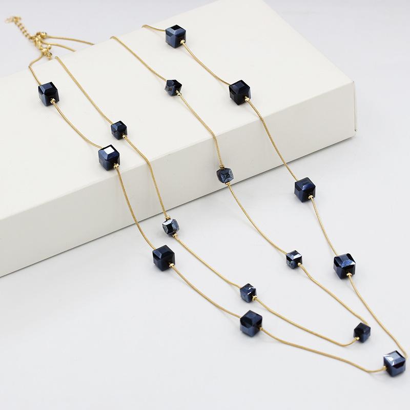 Versatile Crystal Long Necklace Fashion Sweater Chain Trend Jewelry