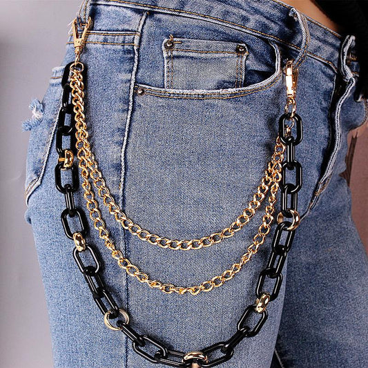 Jewelry cross chain fluorescent color punk waist chain acrylic metal multi-layer body chain hanging chain women