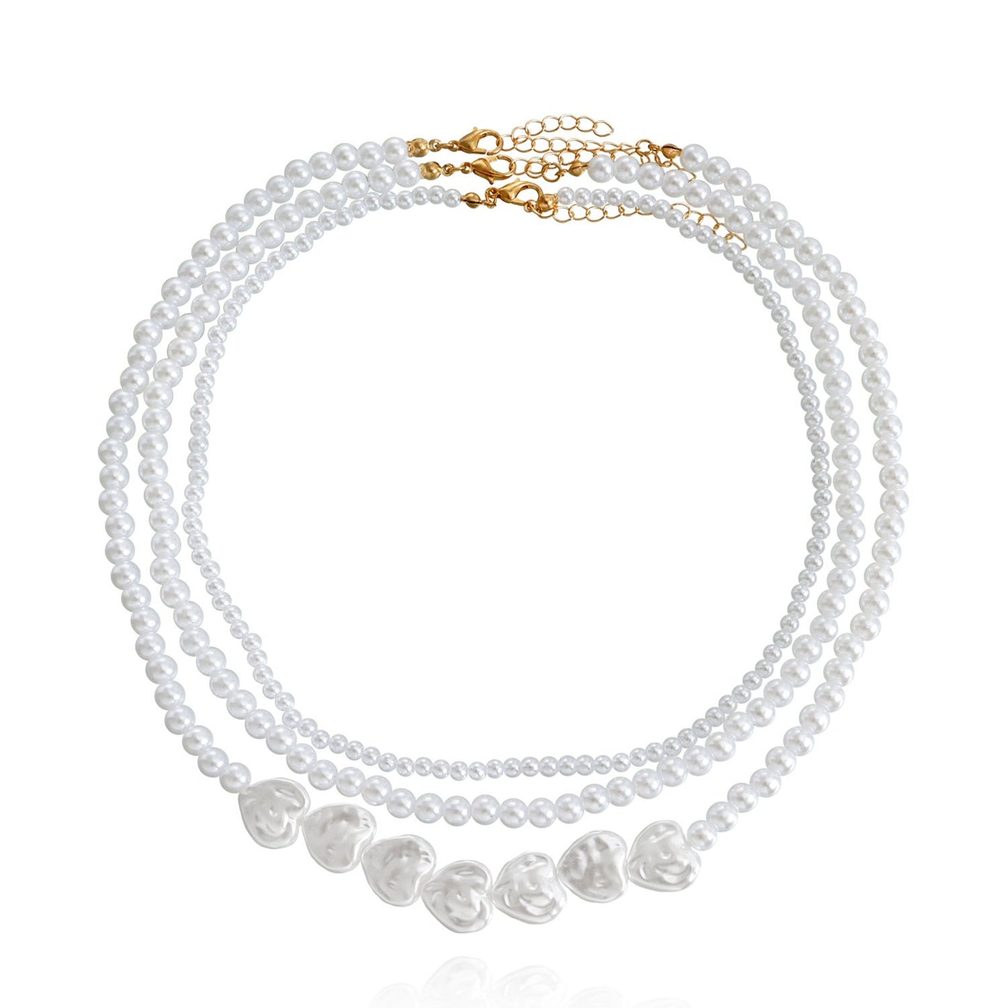 Jewelry multi-layer bright baroque imitation heart-shaped pearl necklace pendant women's cold sweater chain