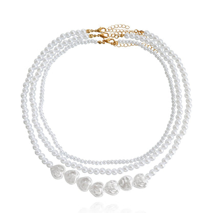 Jewelry multi-layer bright baroque imitation heart-shaped pearl necklace pendant women's cold sweater chain