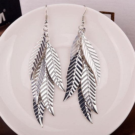 Alloy leaf earrings retro all-match actress earrings night bar party earrings