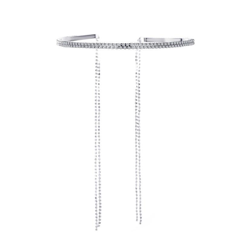 Celebrities with the same style of claw chain headband temperament Internet celebrity headband personality fairy fake earrings headband tassel rhinestone headband