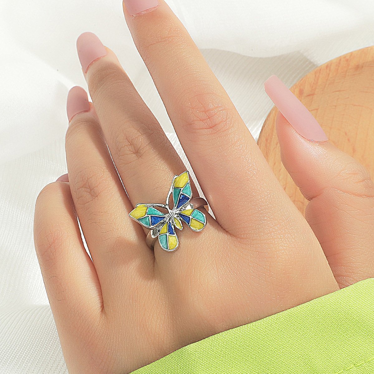 Ins cold zircon opening love ring super fairy fashion star letter hollow index finger ring net red