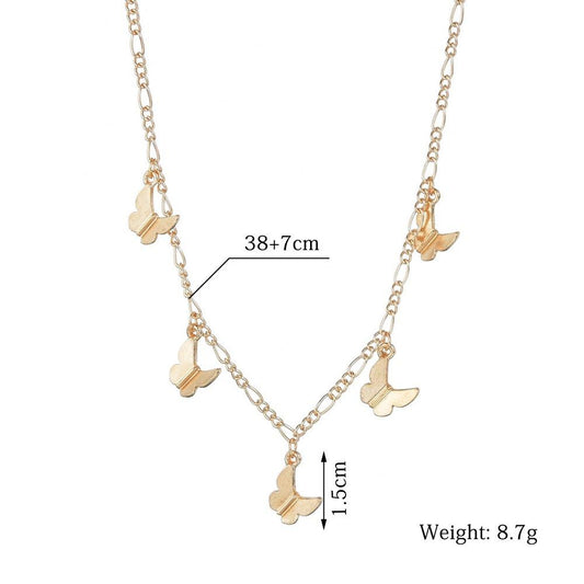 Fashionable Alloy Butterfly Pendant Necklace Retro Simple NK Clavicle Chain Short Necklace Ladies Jewelry