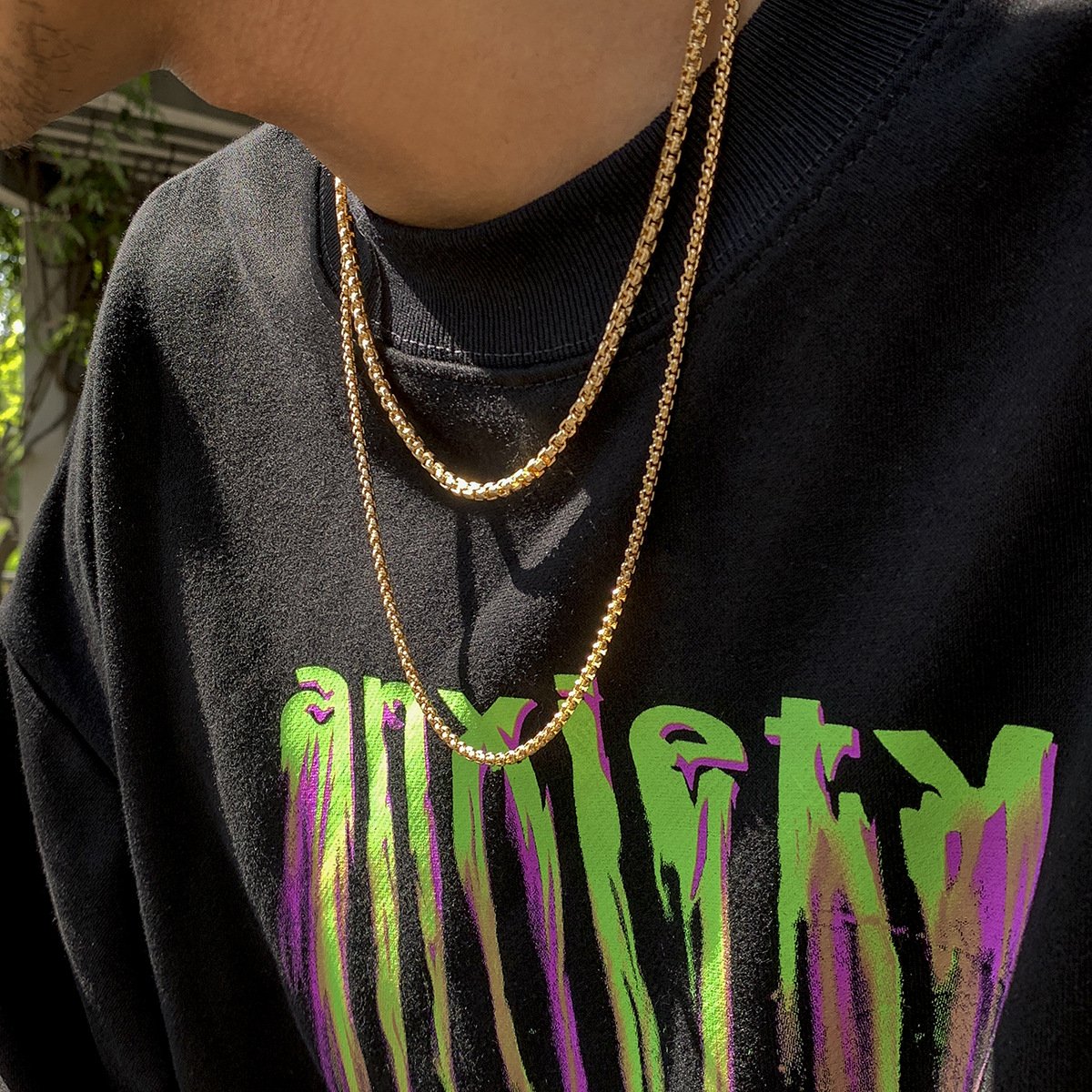 Jewelry Fashion Street Shot Metal Chain Men's Necklace Trend Simple Geometric Necklace Set
