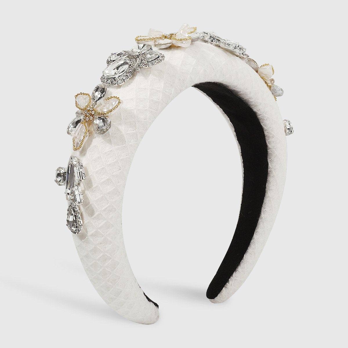 F4672 Jewelry Thick Sponge High Skull Light Luxury Headband Embroidered Flower Rhinestone Exaggerated Headband