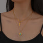 Fashionable Personality Stackable Stainless Steel Necklace Versatile Golden Key Songhua Stone Double Layer Necklace