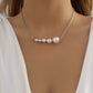 Jewelry simple niche imitation pearl necklace female all-match geometric arrangement beaded pendant necklace