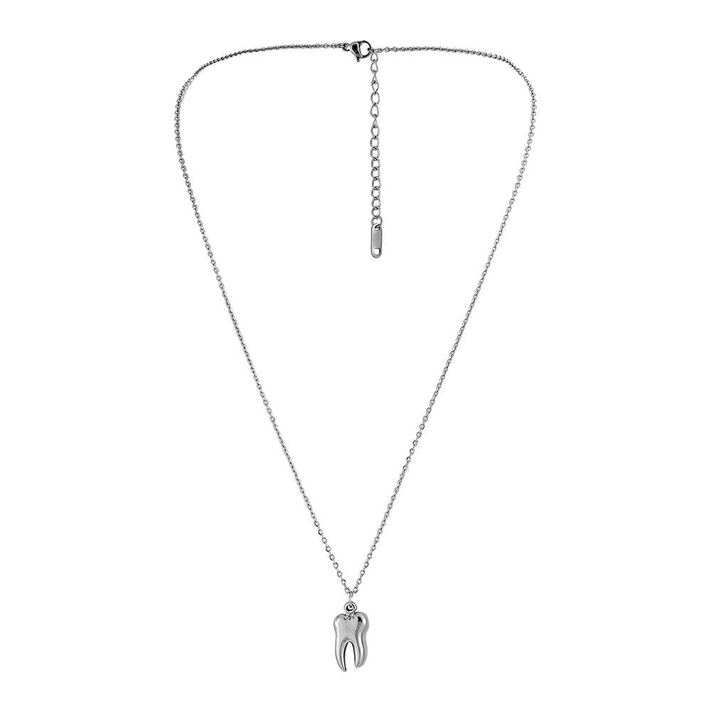 Fashion Personality Simple Niche Design Men's Stainless Steel Teeth Pendant Titanium Steel Necklace Necklace
