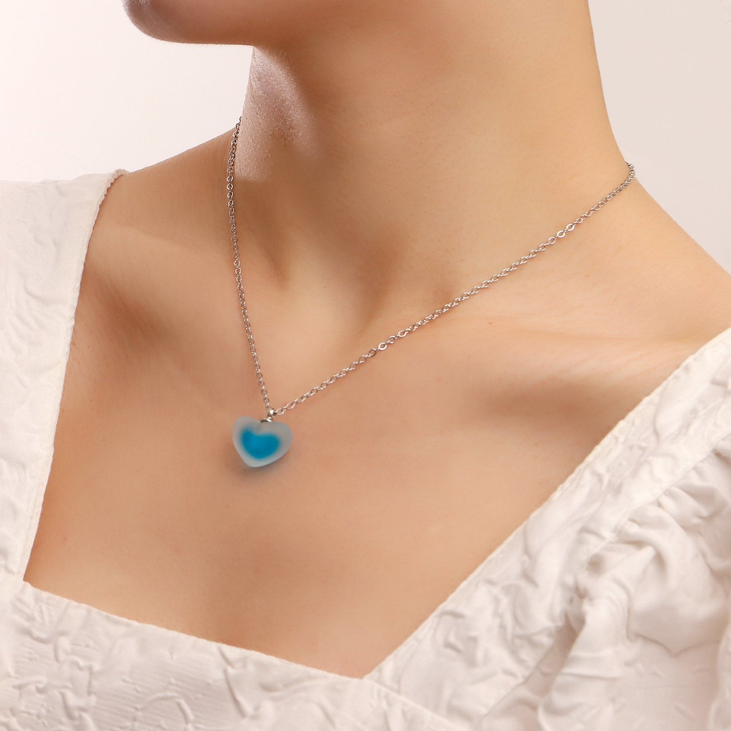 Jewelry Simple Acrylic Color Frosted Love Ball Pendant Necklace Female Cute Fresh Necklace