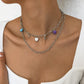 N9513 Personality Simple Double Layer Necklace Pentagram Resin Heart Necklace Geometric Sweet Cool Necklace for Women