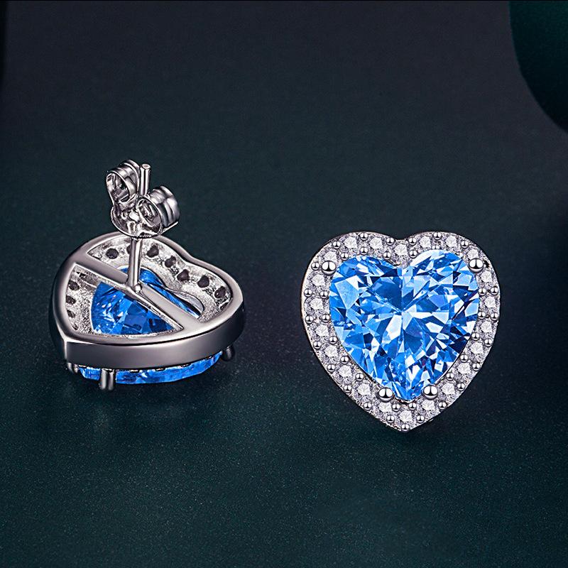 Summer Fashion Light Luxury Jewelry Heart Diamond Earrings Female Niche Design Sense Crystal Earrings Jewelry