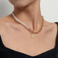 Jewelry Fashion Glossy Peach Heart Pendant Necklace Female Personality Double Thick Chain Pearl Love Necklace