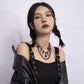 Jewelry personality gender pin metal sweet cool chain necklace retro lock key multi-layer necklace female