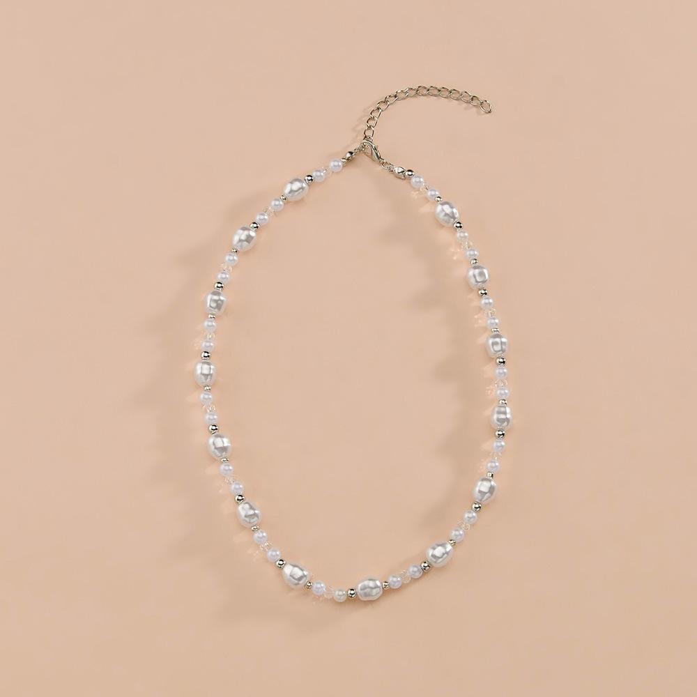 Fashion Imitation Pearl Necklace Simple Temperament Transparent Crystal Clavicle Chain Necklace Jewelry
