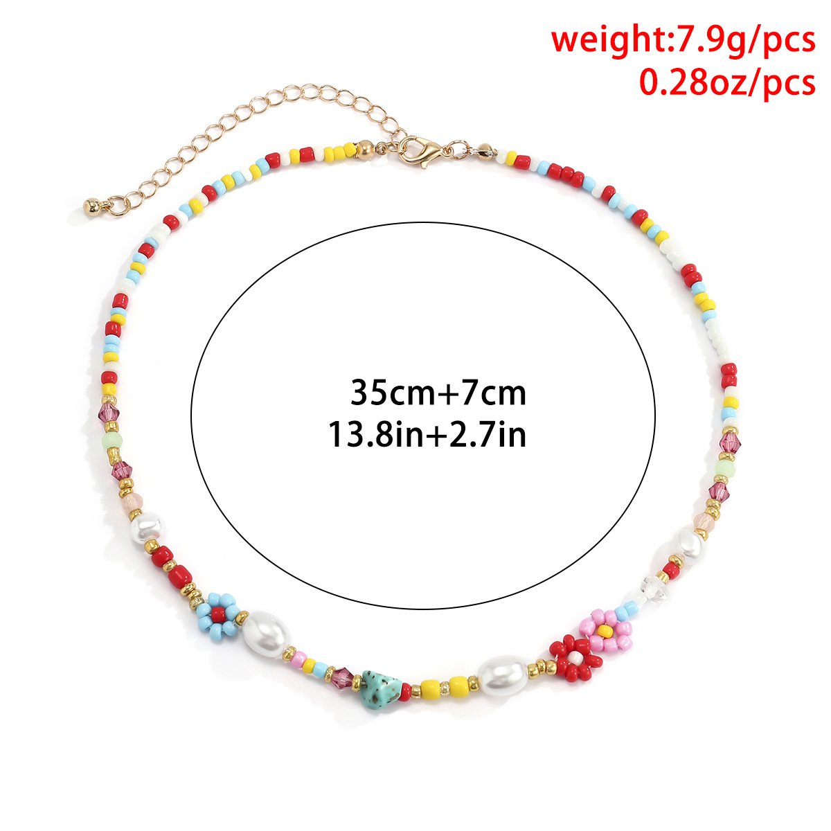 Bohemia Vacation Small Daisy Flower Necklace Simple Colorful Rice Beads Beaded Necklace Women