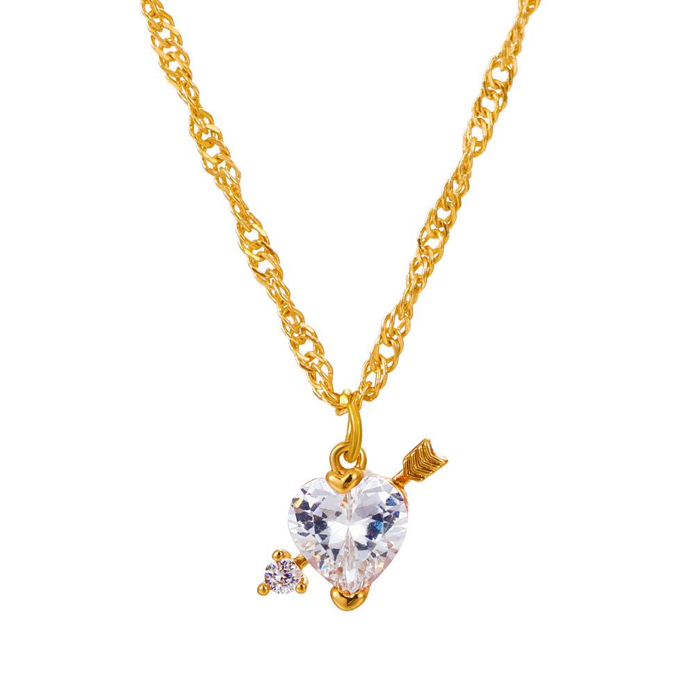Dongdaemun love clavicle chain design feeling zircon arrow piercing heart necklace simple temperament net red necklace