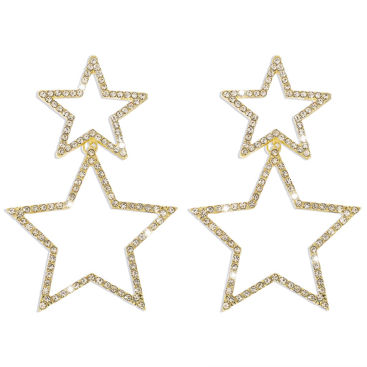E1682 Sexy women's group fashion rhinestone earrings pentagram double-layer personality fashion temperament earrings