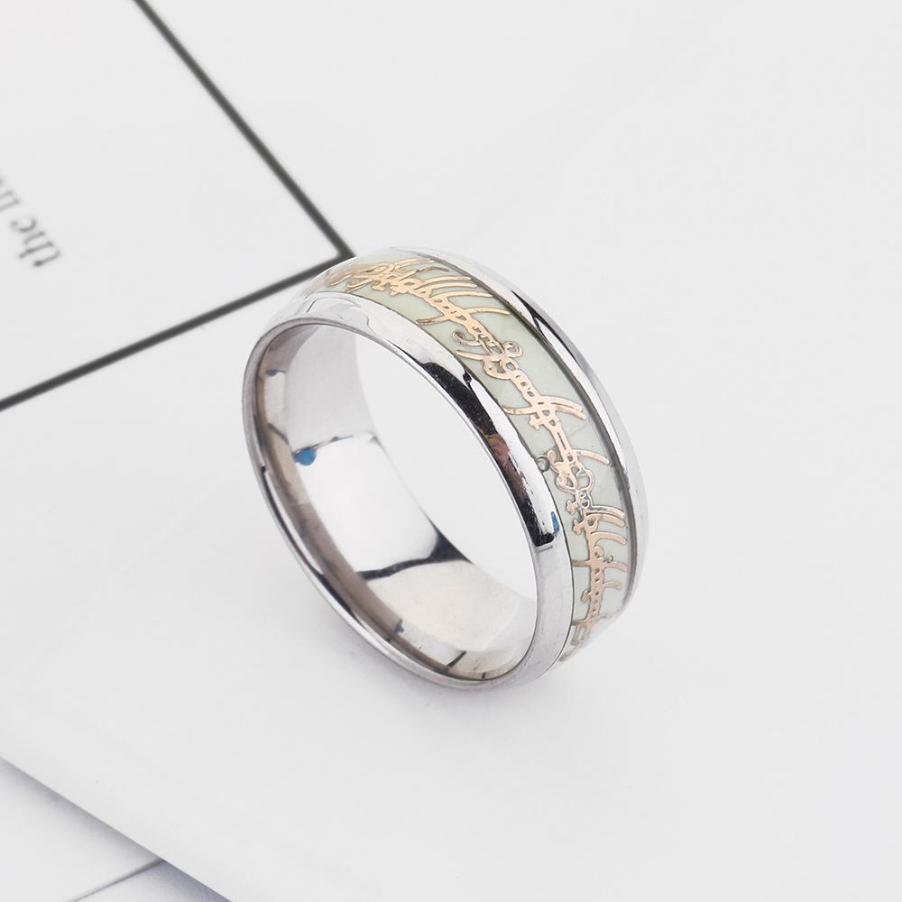 Stainless Steel Ring Creative Arabic Luminous Titanium Steel Ring Jewelry