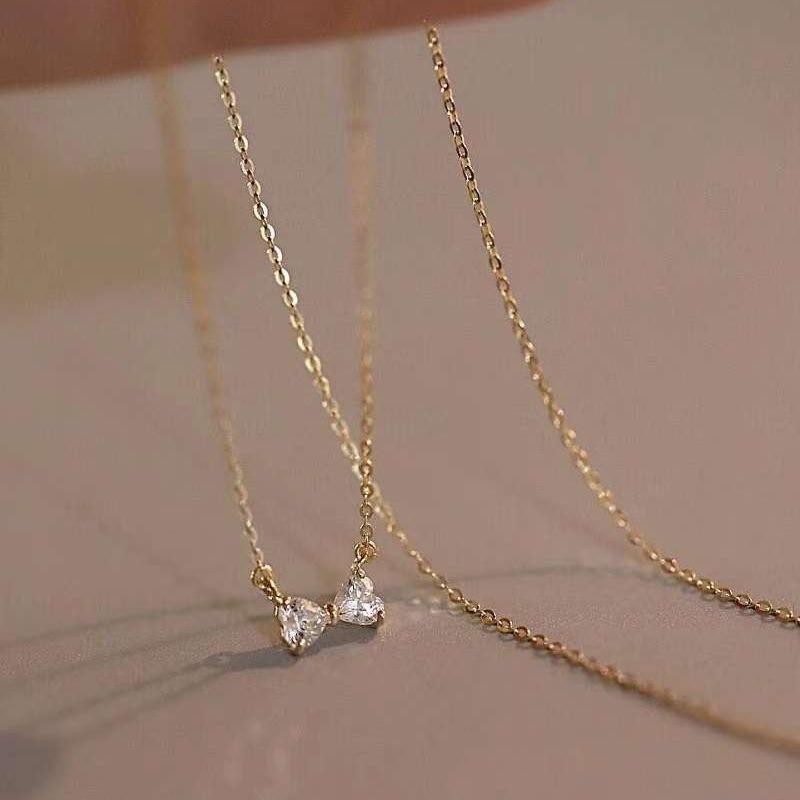 Ins Simple Bowknot Necklace Fashion Light Luxury Niche Design Zircon Clavicle Chain Temperament Sweet Necklace
