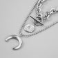 Simple Hip Hop Stainless Steel Double Coin Star Moon Chain Trendy Punk Exaggerated Design Men's Necklace