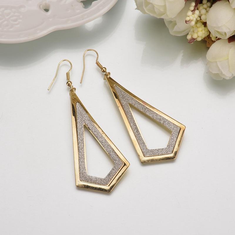 Exaggerated Frosted Long Earrings Exaggerated Personality Geometric Female Earrings